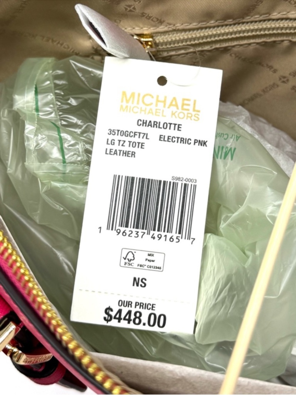 Michael Kors Large EW Zip Chain Xbody Crossbody Bag Fern Green Multi - Picture 11 of 11